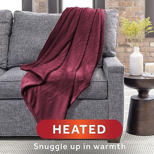 Emerald Electric Heated Throw Blanket, 50" x 60", 4 Heat Settings, Machine Washable C9793