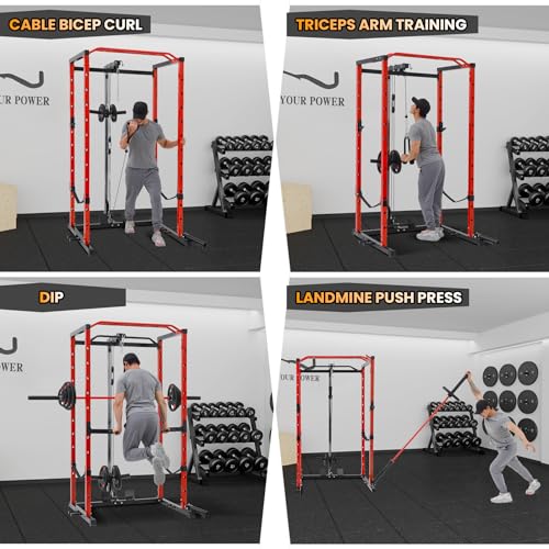 Multi-Functional Power Rack with Cable Pulley System T11346