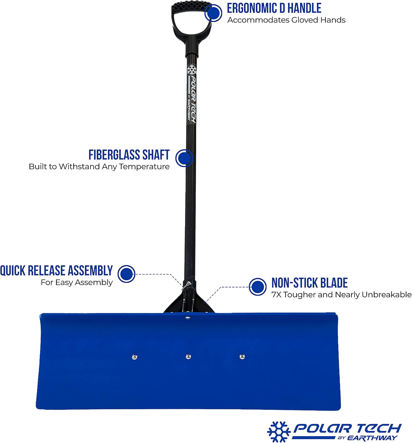 30" Snow Pusher with Fiberglass Shaft, D-Shaped Handle, Pack of 2 J845291