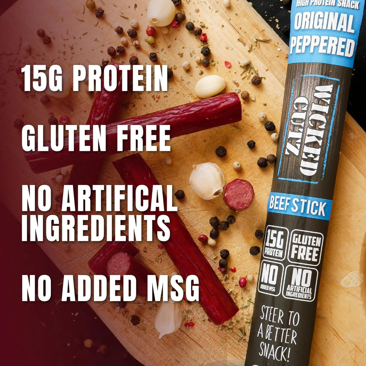 Beef Jerky Sticks, 1.5 oz, 48-Pack Q391