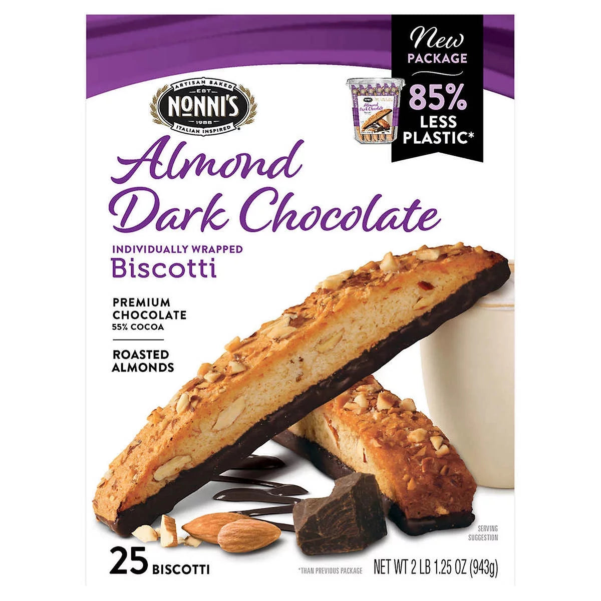 Almond Dark Chocolate Biscotti 1.33 Ounce (25 Count) X4896