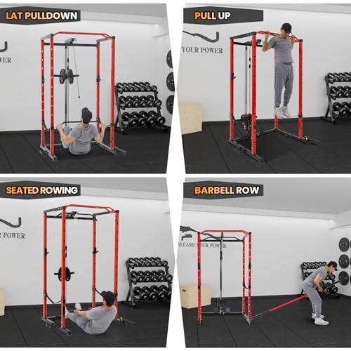 Multi-Functional Power Rack with Cable Pulley System T11346