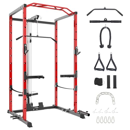Multi-Functional Power Rack with Cable Pulley System T11346