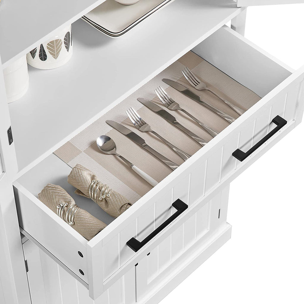 White Freestanding Kitchen Pantry Storage Cabinet with Drawer and 2 Adjustable Shelves V842852