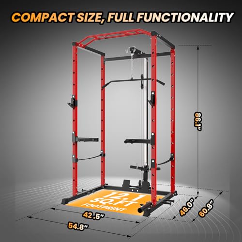 Multi-Functional Power Rack with Cable Pulley System T11346