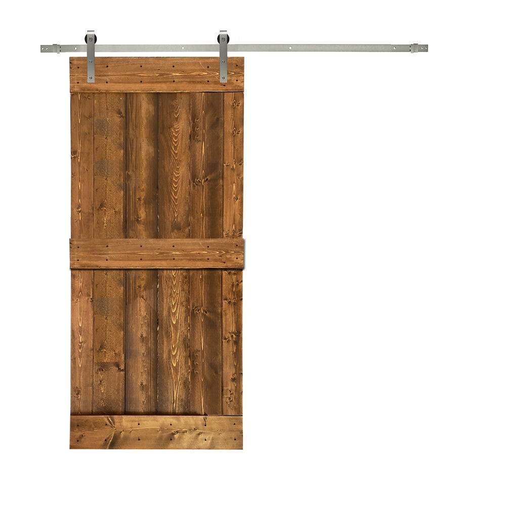 Solid Colonial Maple Stained Pine Wood Interior Sliding Barn Door with Hardware Kit L106579