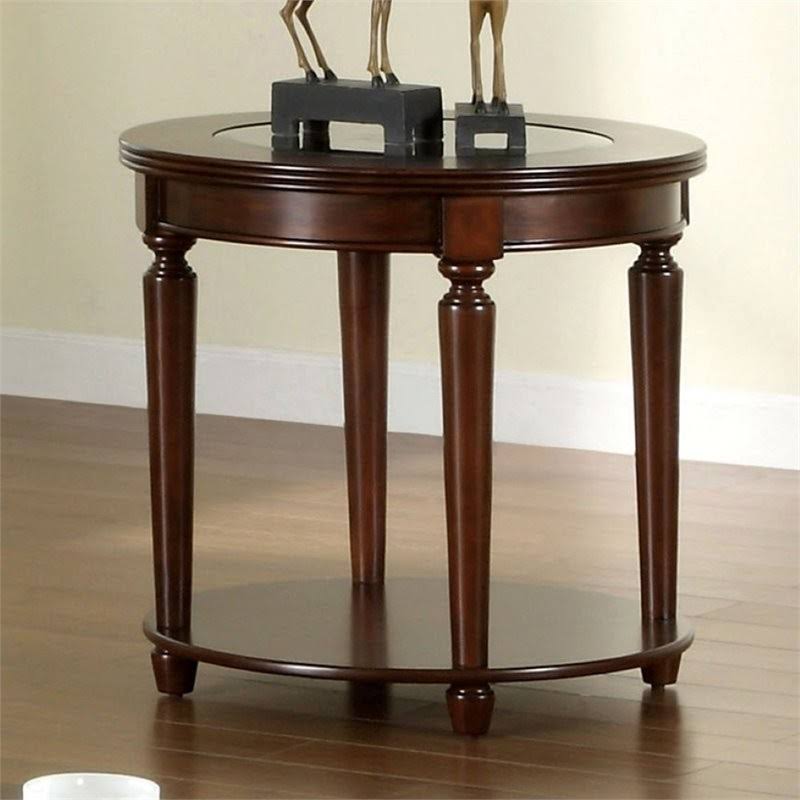 Round End Table in Dark Cherry D2857
