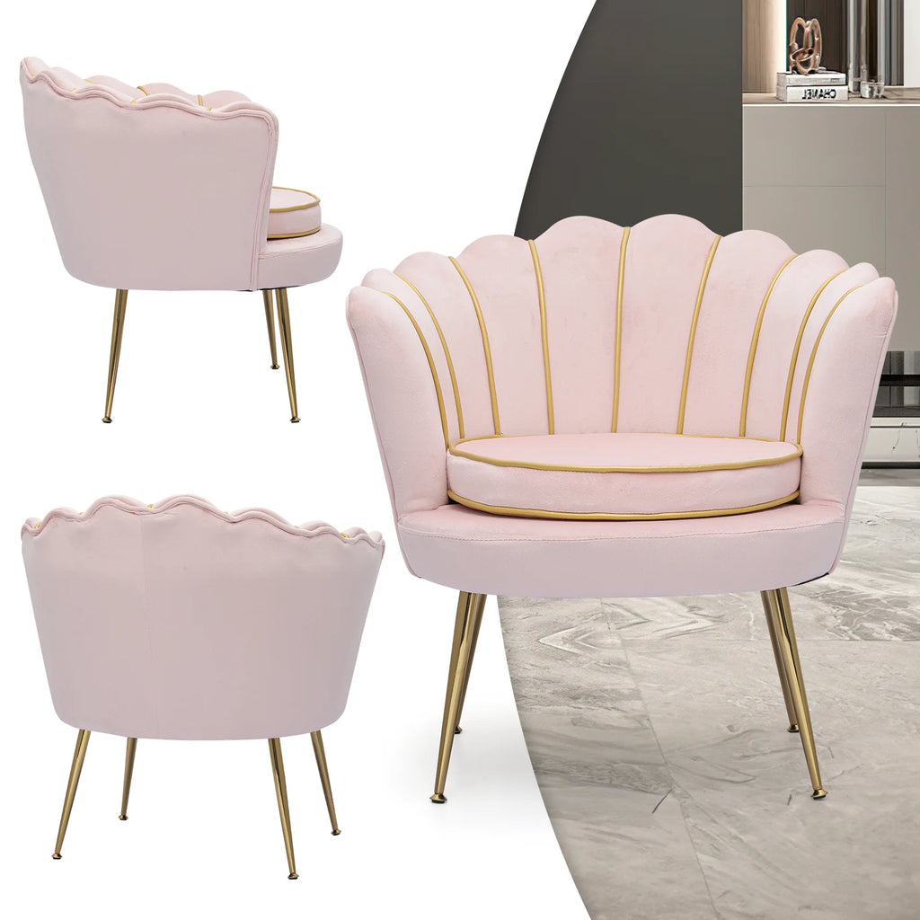 Light Pink Velvet Accent Chair with Pillow K57825