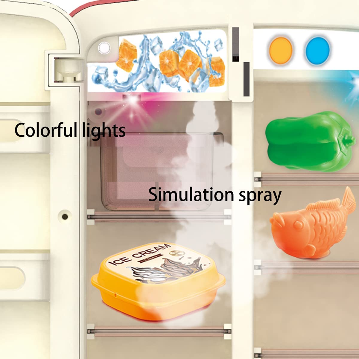 Toys Fridge Refrigerator with Ice Dispenser Pretend Play Kitchen Set U507