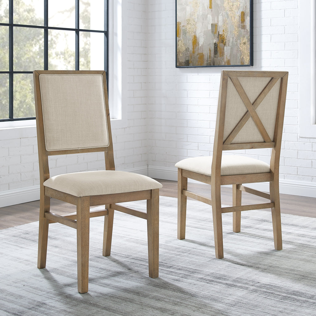 Brown Wood Upholstered Back Chair Set of 2 B39328