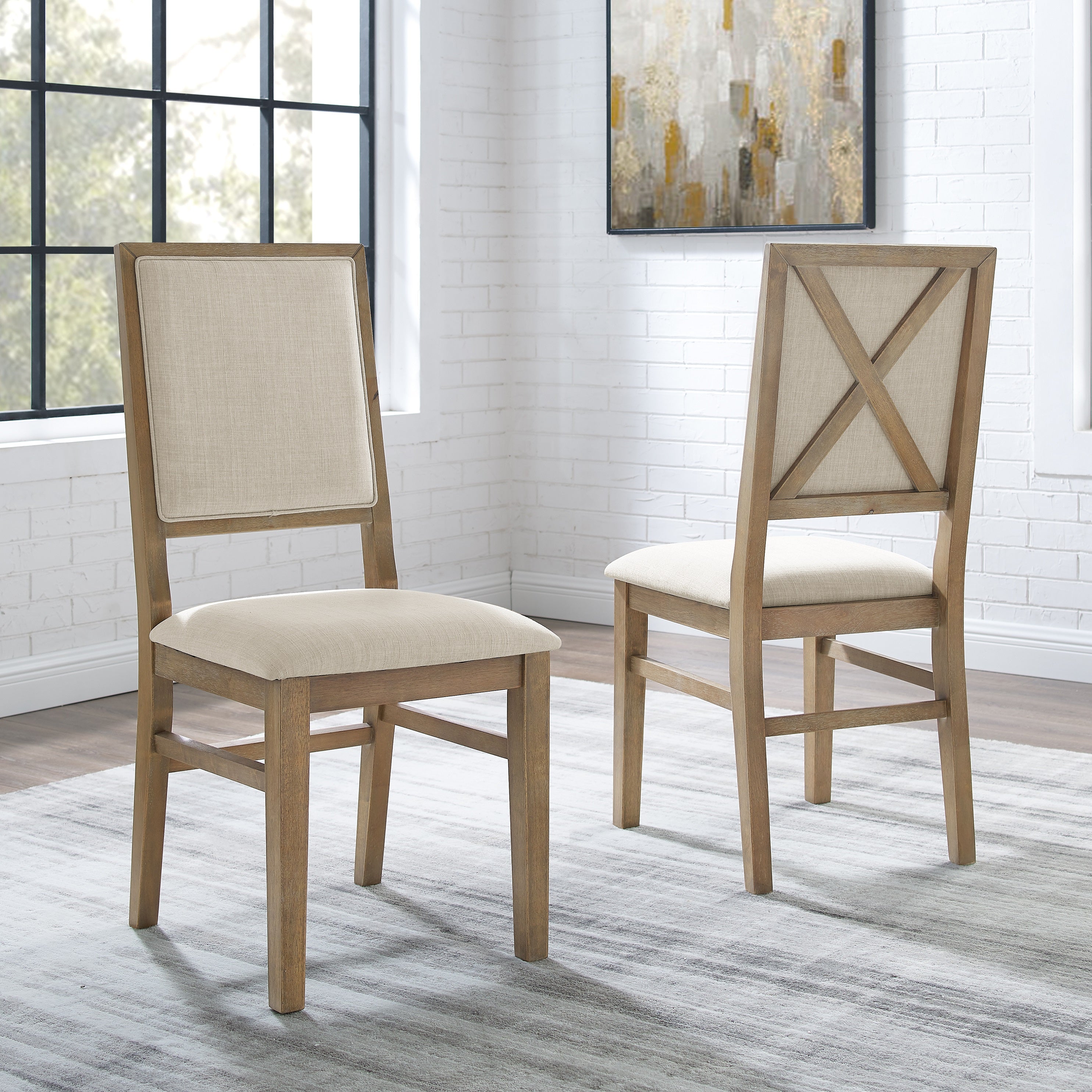 Brown Wood Upholstered Back Chair Set of 2 B39328