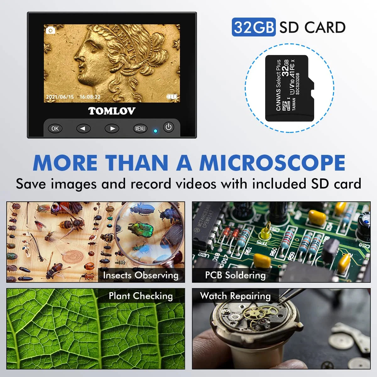 4.3" USB Digital Microscope with 10 LED Lights V163588