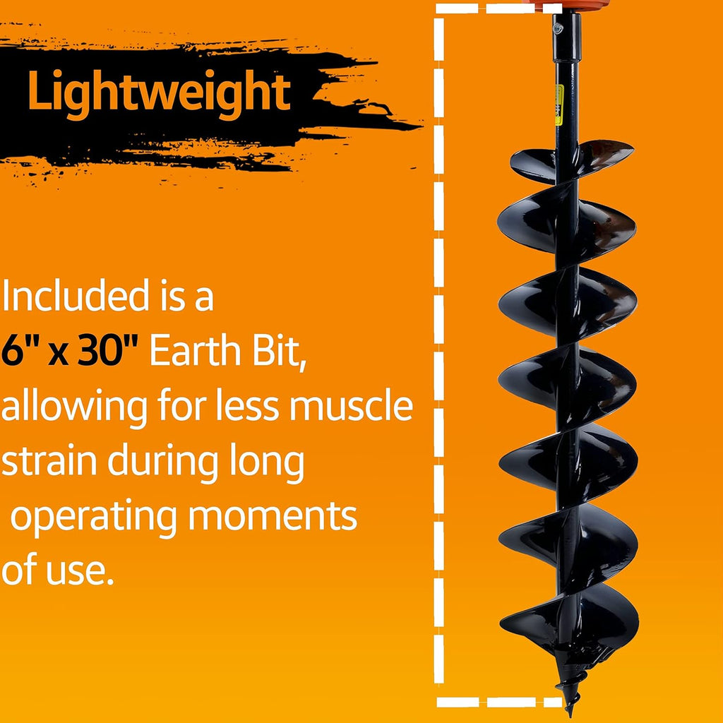 Earth Auger Power Head with Steel 6"x30" Bit Electric Cordless Lithium-Ion Battery Y846602