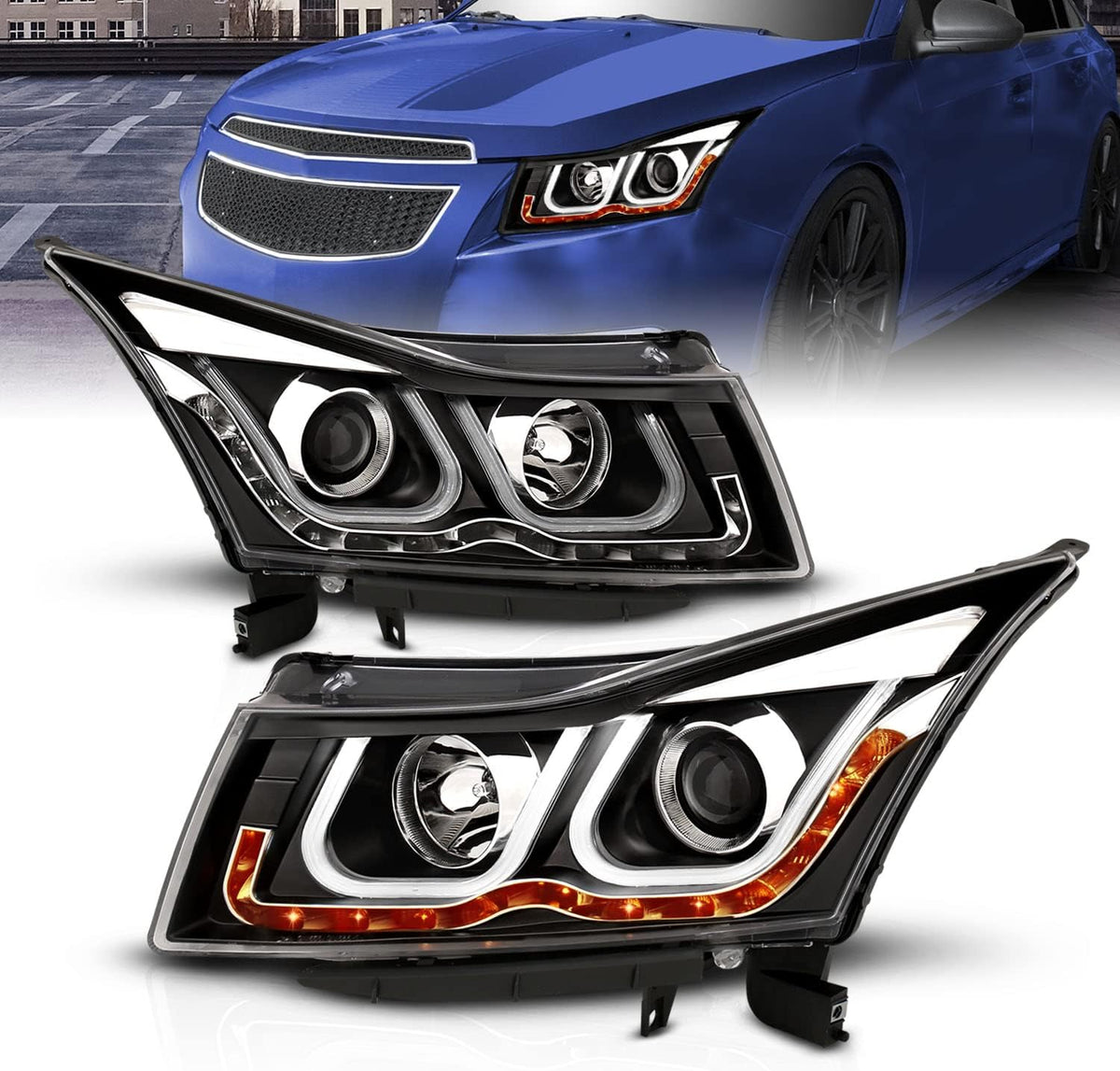 Black Projector Headlights Bar Style W252723