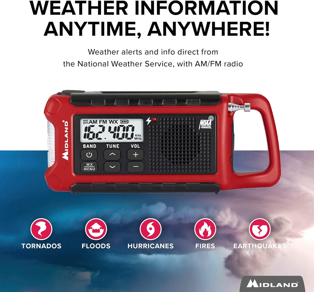 Red/Black Emergency Crank AM/FM Radio with Flashlight Q88204