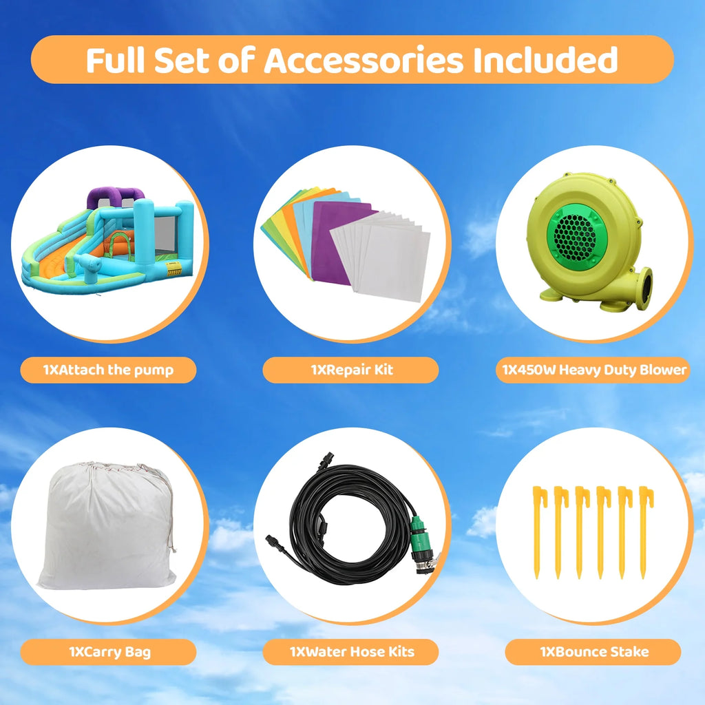 Kids Inflatable Bounce House Water Slide with Splash Pool and Blower R287903