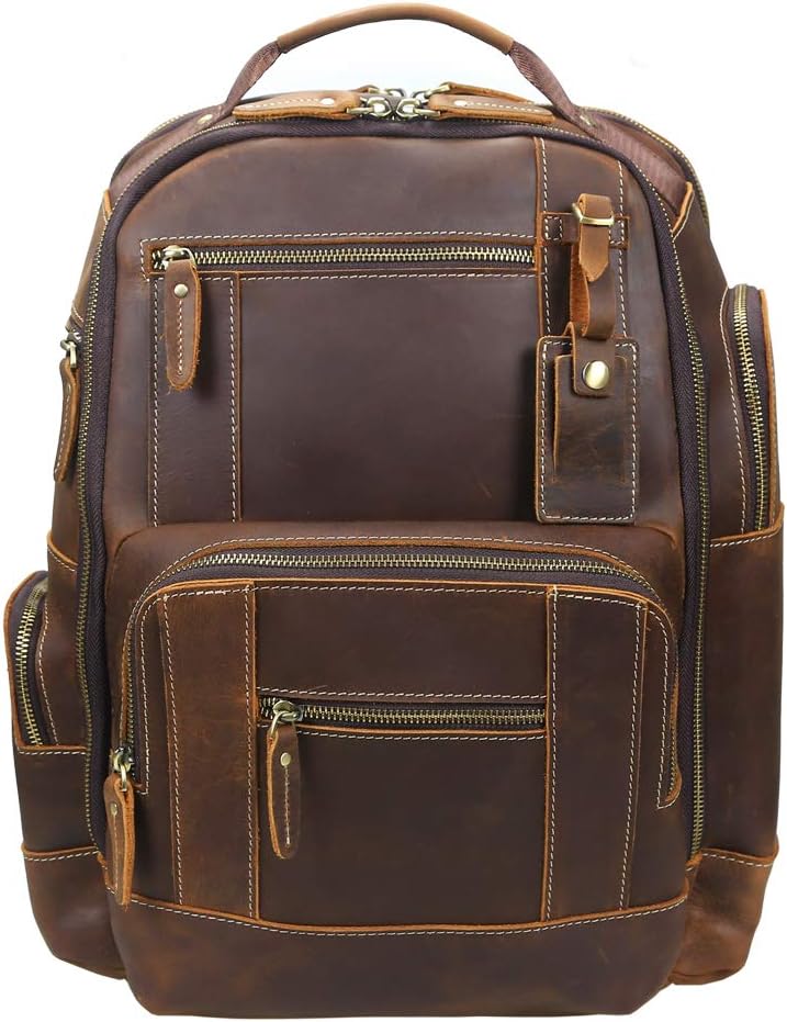 Men's Full Grain Leather Laptop Backpack D697283