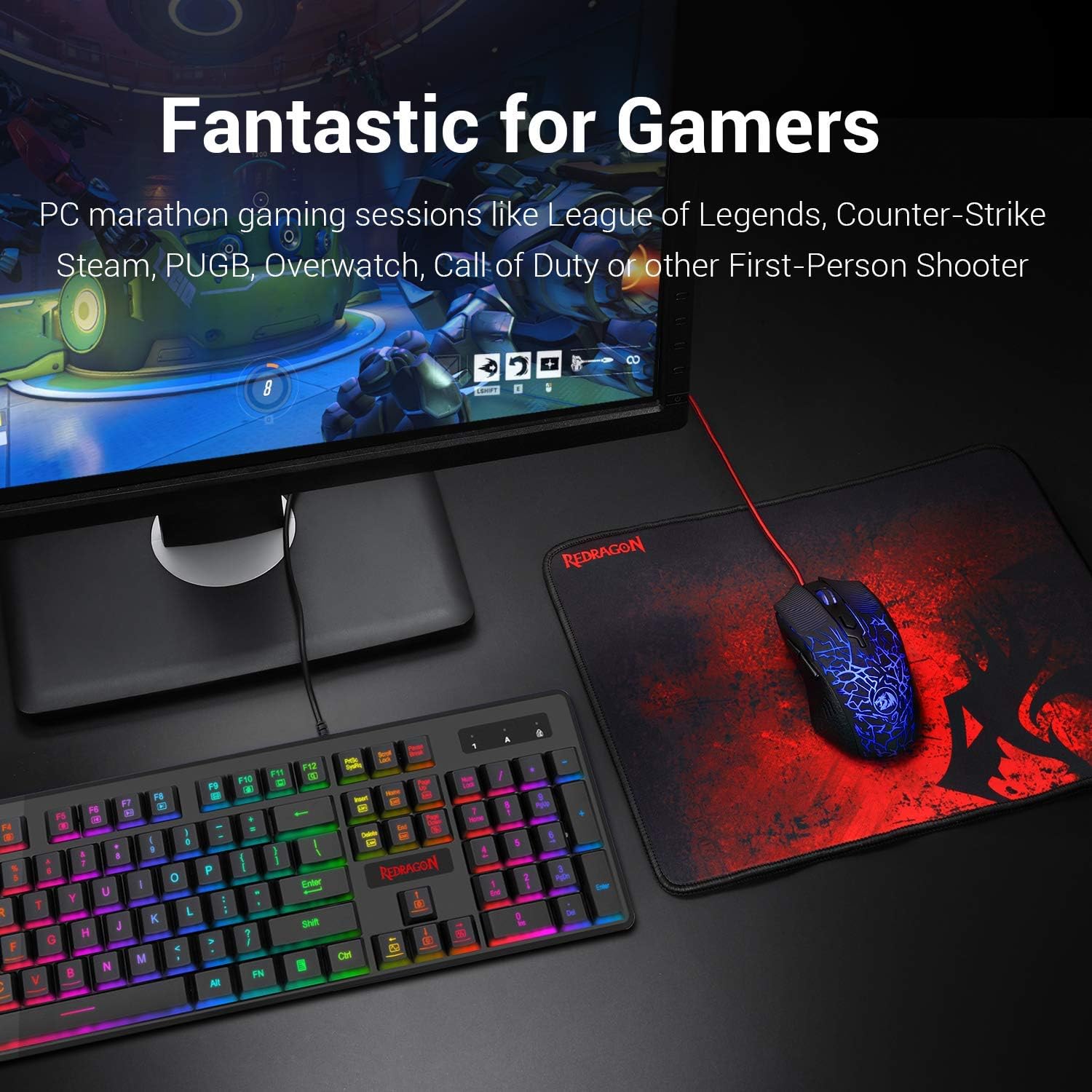 Gaming Keyboard and Mouse Combo with Mouse Pad, RGB Backlit, 3200 DPI, Pack of 2 X551