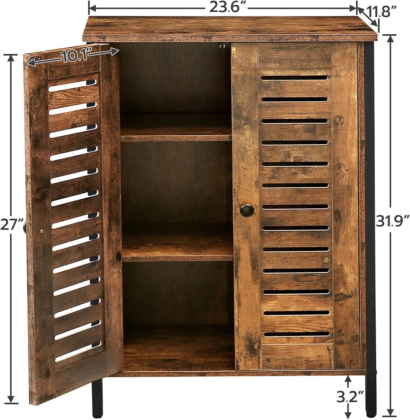 Rustic Brown Bathroom Cabinet with 2 Adjustable Shelves F2606