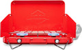Portable Double Propane Burner Camping Stove with Carrying Handle, Foldable Legs, Wind Panels, Regulator Tube, Pack of 2 A518