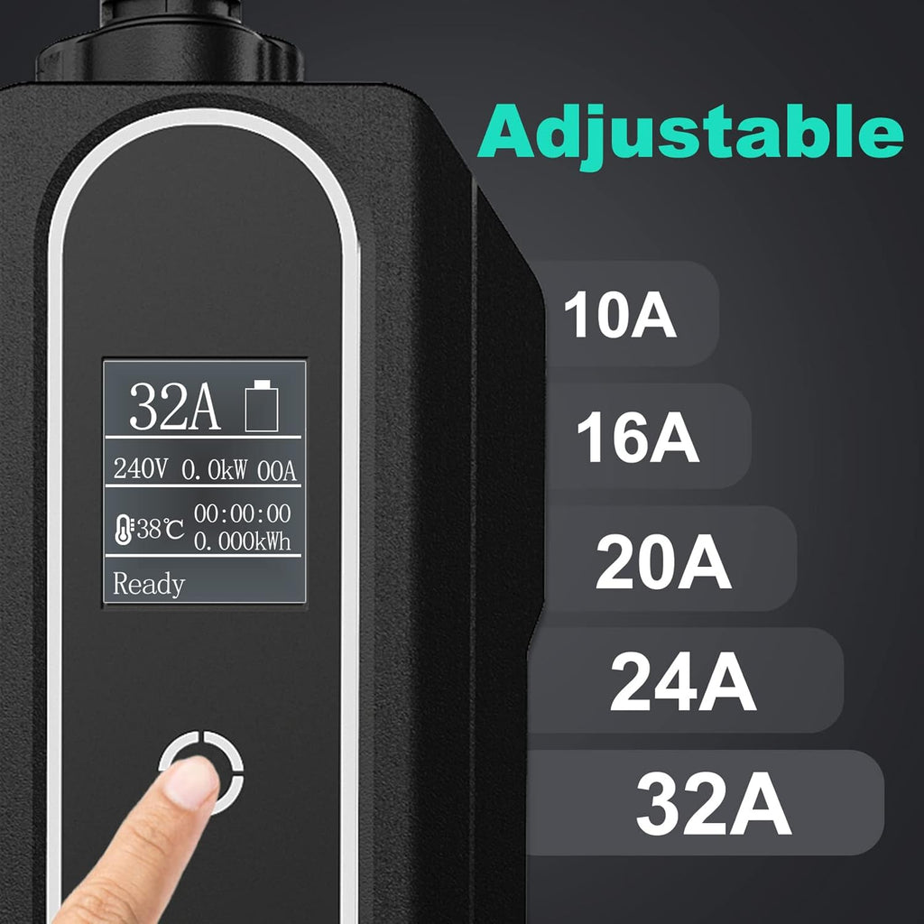 Portable EV Charger with NEMA 14-50, 25ft, Adjustable Current J876