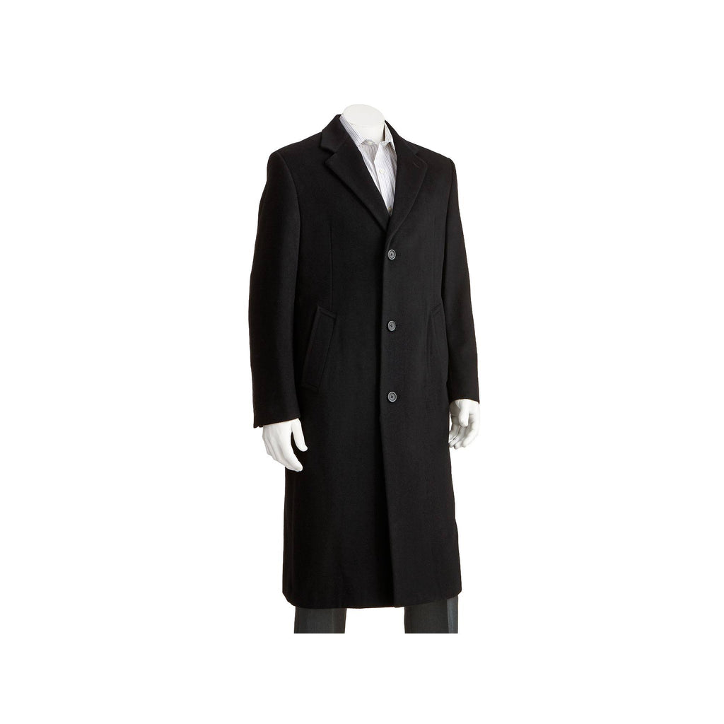 Wool-Blend Top Coat, Black, Size 52 Reg U6138
