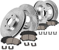FRONT + REAR 5 Lug Rotors + Brake Pads + Clips Z30952