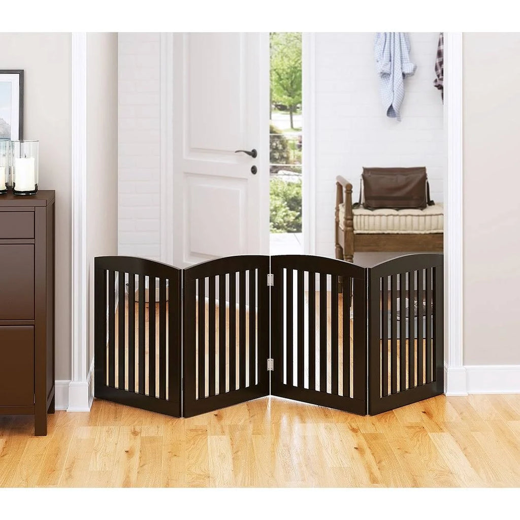 24 inch 4 Panel Wooden Freestanding Foldable Pet Gate F575