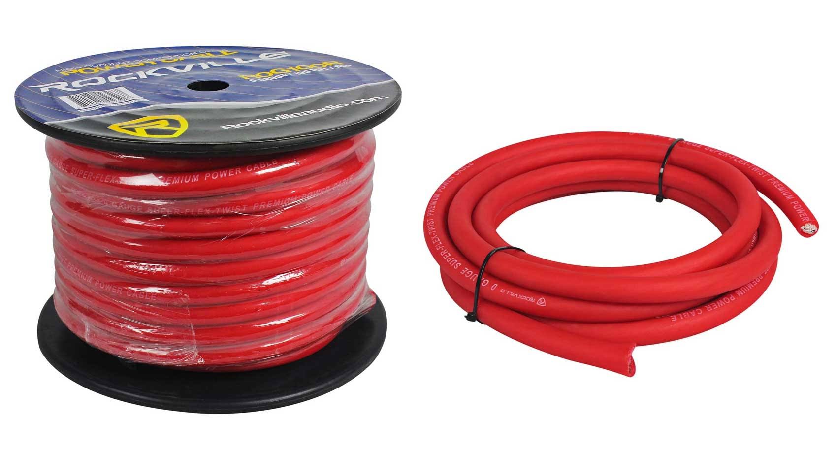 Red 0 Gauge AWG 100 Foot Spool Power/Ground Wire K94343