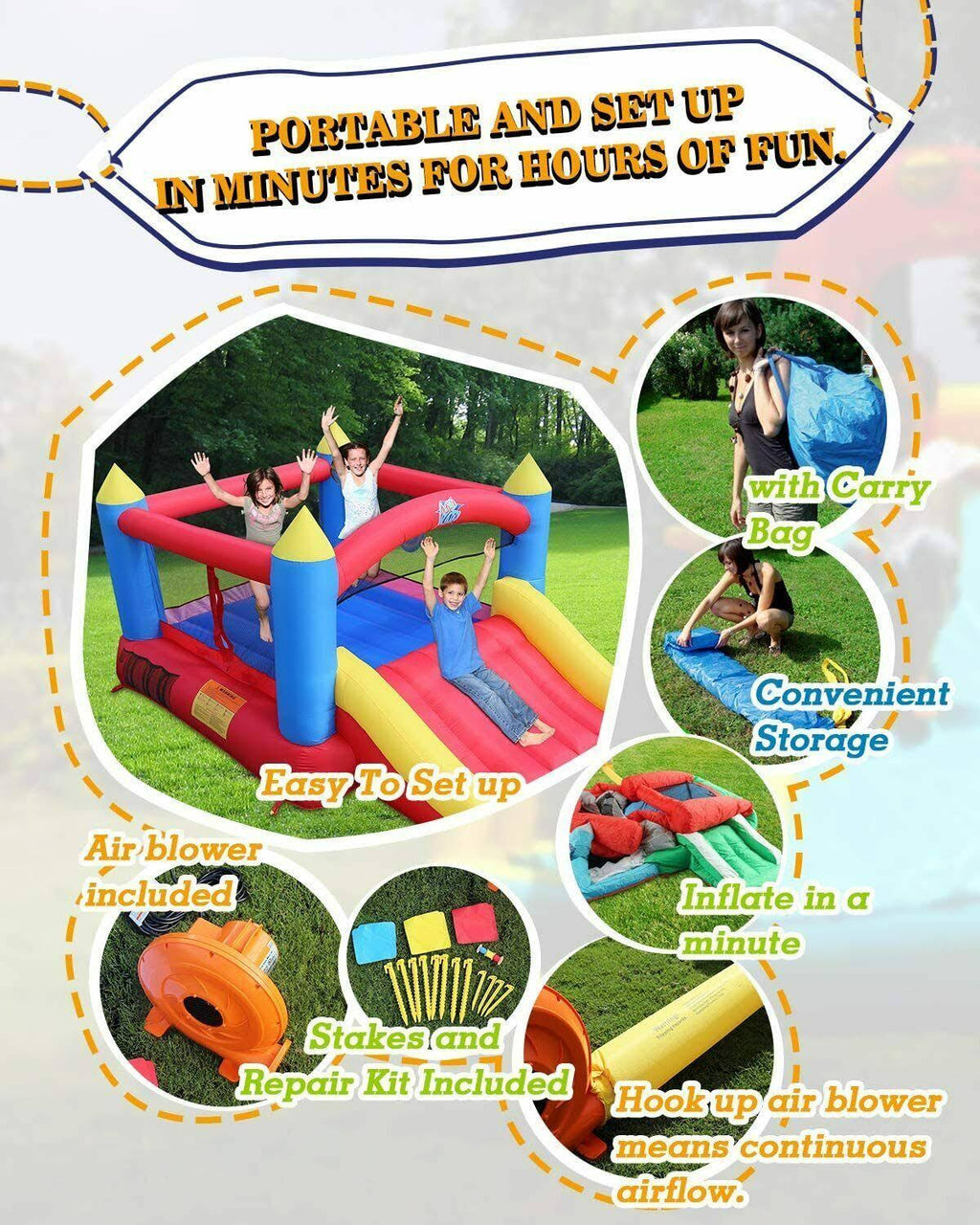 Inflatable Bounce House with Slide Y4749