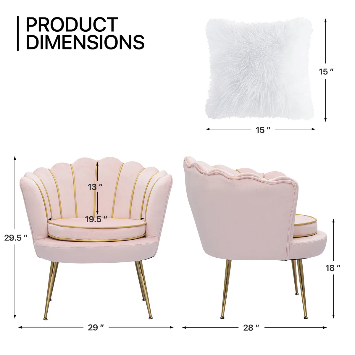 Light Pink Velvet Accent Chair with Pillow K57825