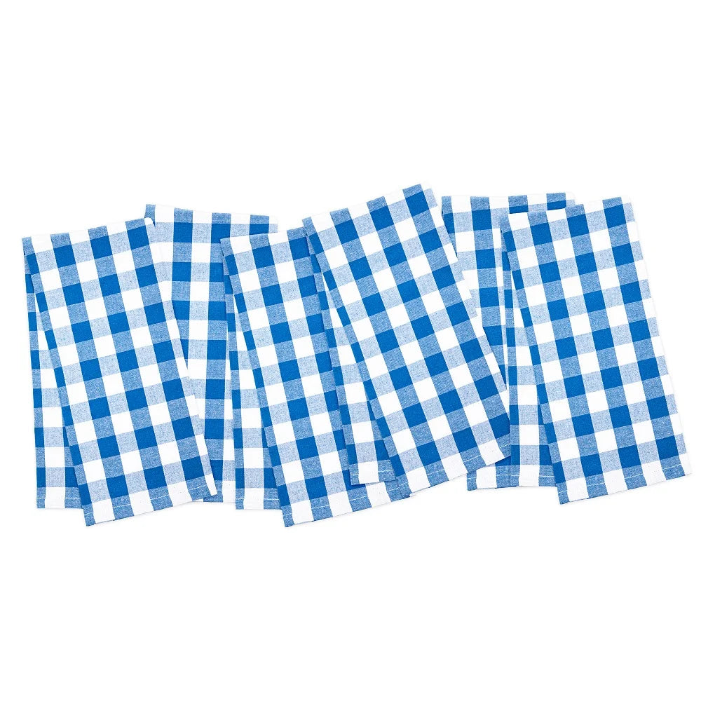 6 Pack Buffalo Plaid Kitchen Towels - 20 x 30 - Blue & White U384606