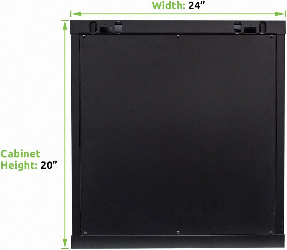 9U Wallmount Cabinet Enclosure 19-Inch Server Network Rack with Locking Glass Door Black V5948