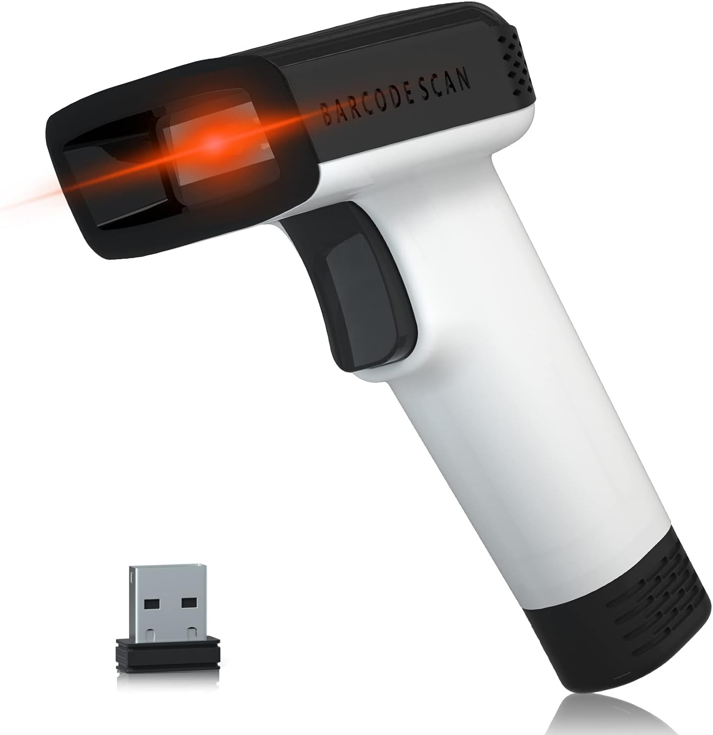 White Wireless Barcode Scanner with Vibration Alert Y228