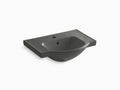 24 In. Pedestal Bathroom Sink Basin with Single Faucet Hole, Thunder Grey G386506