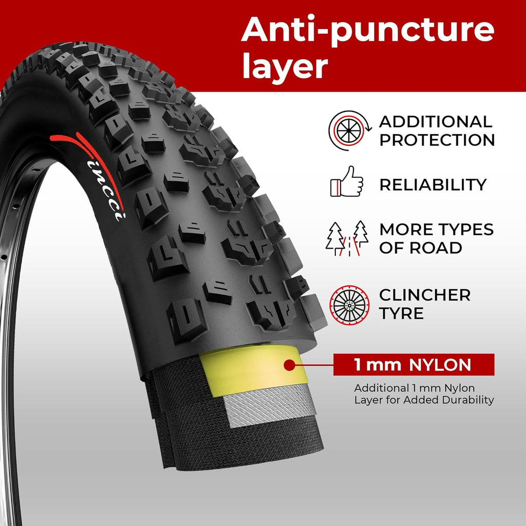 Pair 27.5 x 2.25 Inch Foldable 60 TPI All Mountain Enduro Tires with Nylon Protection Q50026