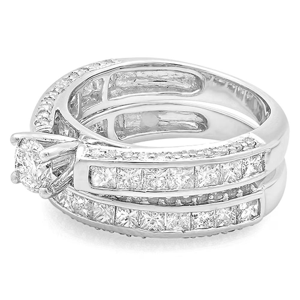 14k White Gold Diamond Bridal Engagement Ring Set F360772