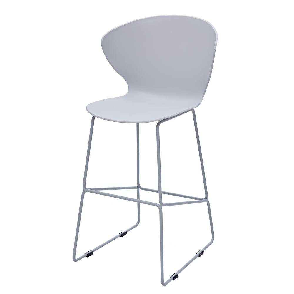 Midcentury Polypropylene Counter Stool with Metal Legs, Set of 2, Light Gray I938