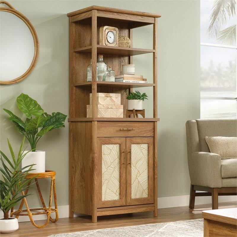 Wood Tall Bookcase with Doors in Sindoori Mango Brown L5805