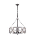 Distressed White 4 - Light Drum Chandelier with Wood Accents W713512
