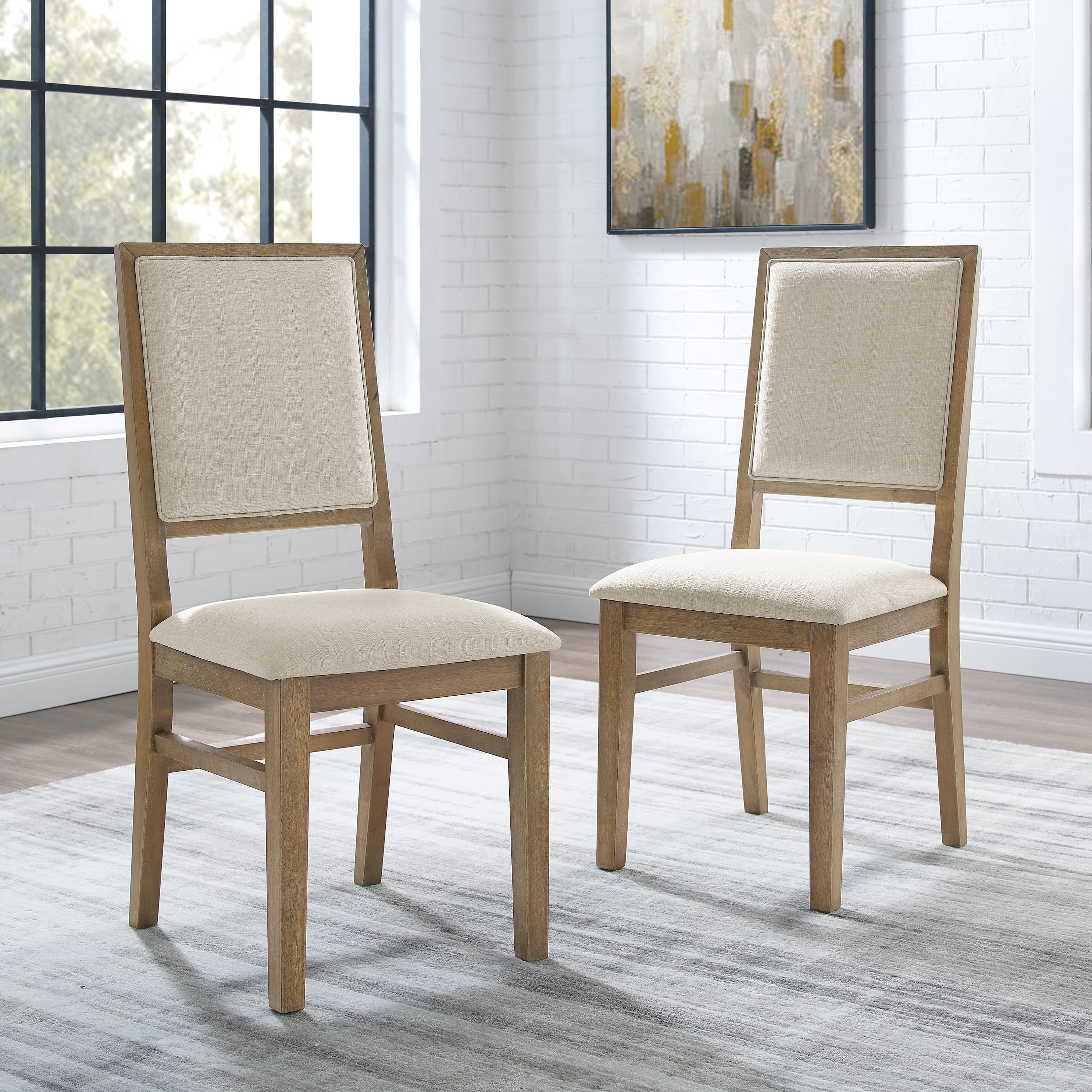 Brown Wood Upholstered Back Chair Set of 2 B39328