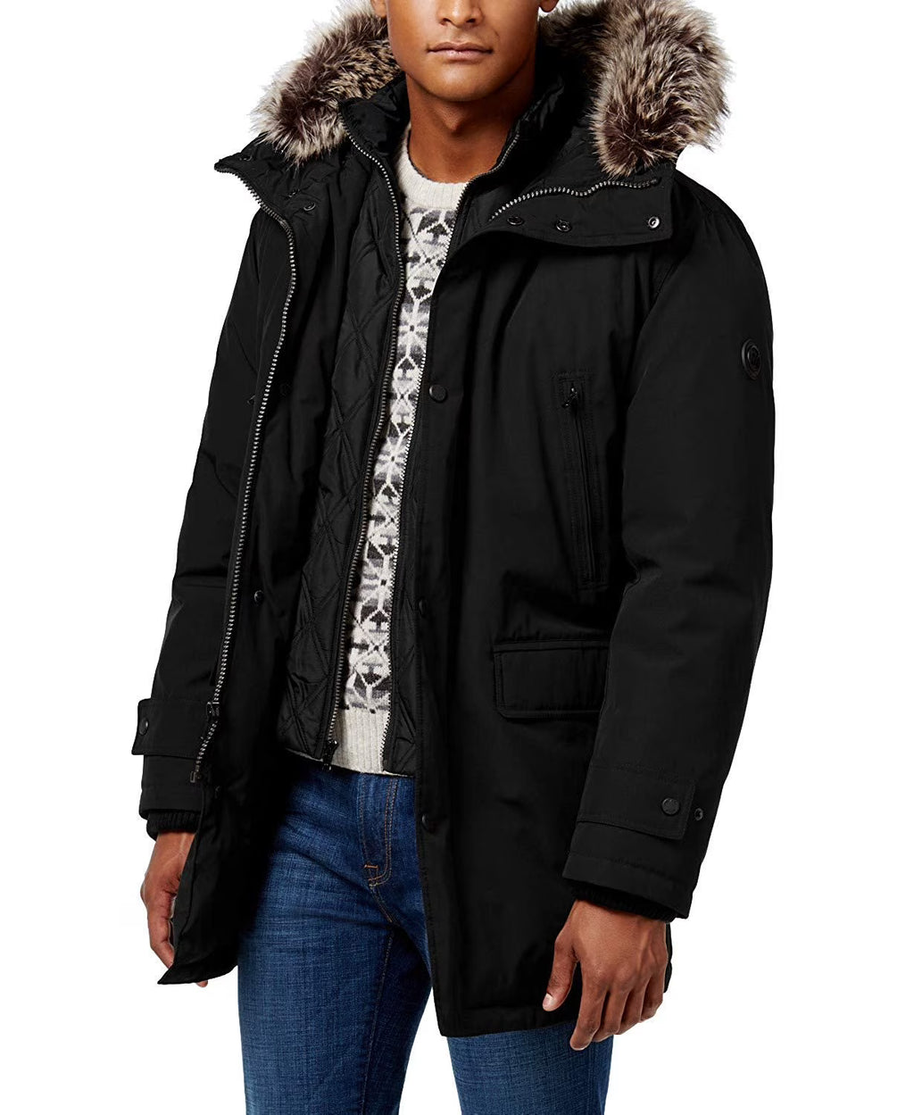 Black Heavyweight Hooded Snorkel Parka Coat N712870