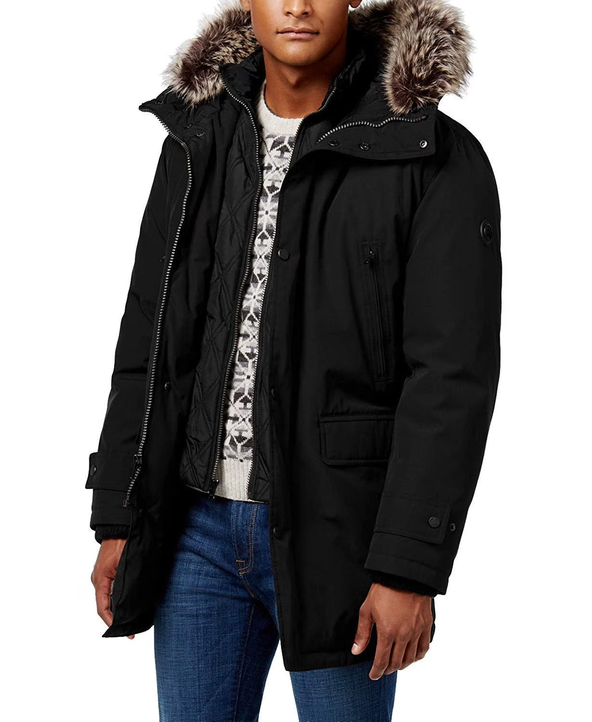 Black Heavyweight Hooded Snorkel Parka Coat N712870