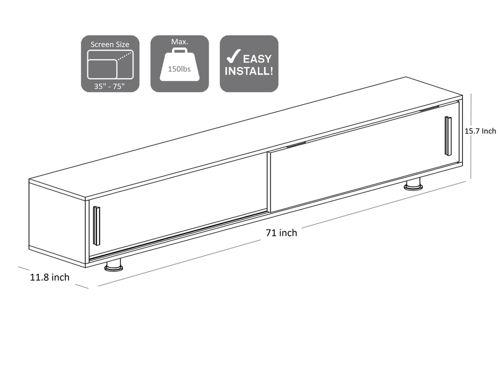 White TV Stand and Media Console with Two Large Cabinets J159803