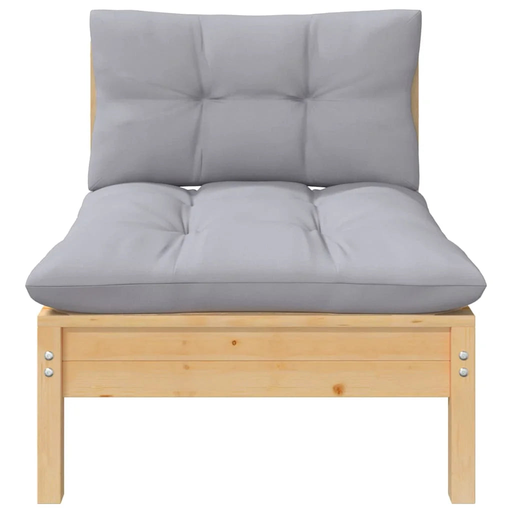 Gray Cushions Solid Pinewood Patio Sofa G7833