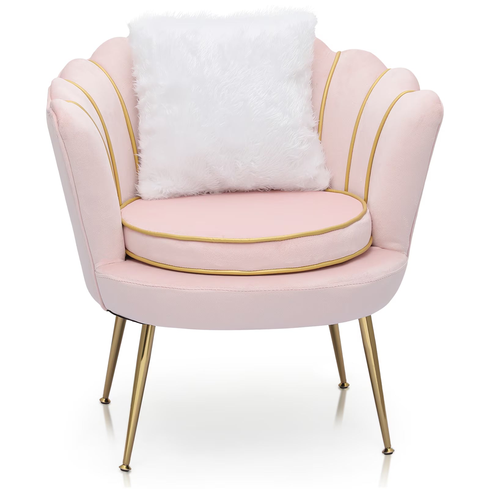 Light Pink Velvet Accent Chair with Pillow K57825