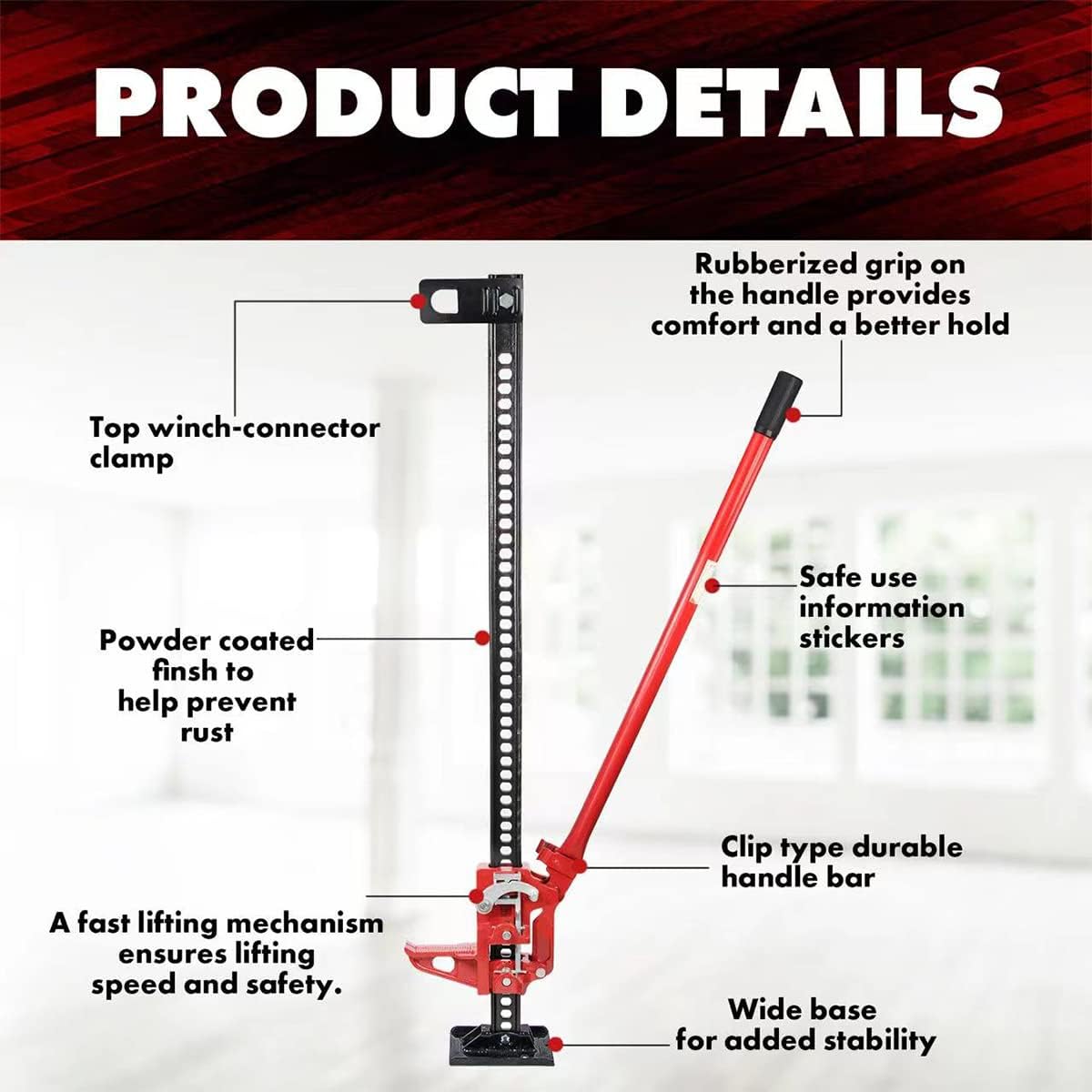 Heavy Duty 48 inch Ratcheting Farm Jack with Wide Base N9642