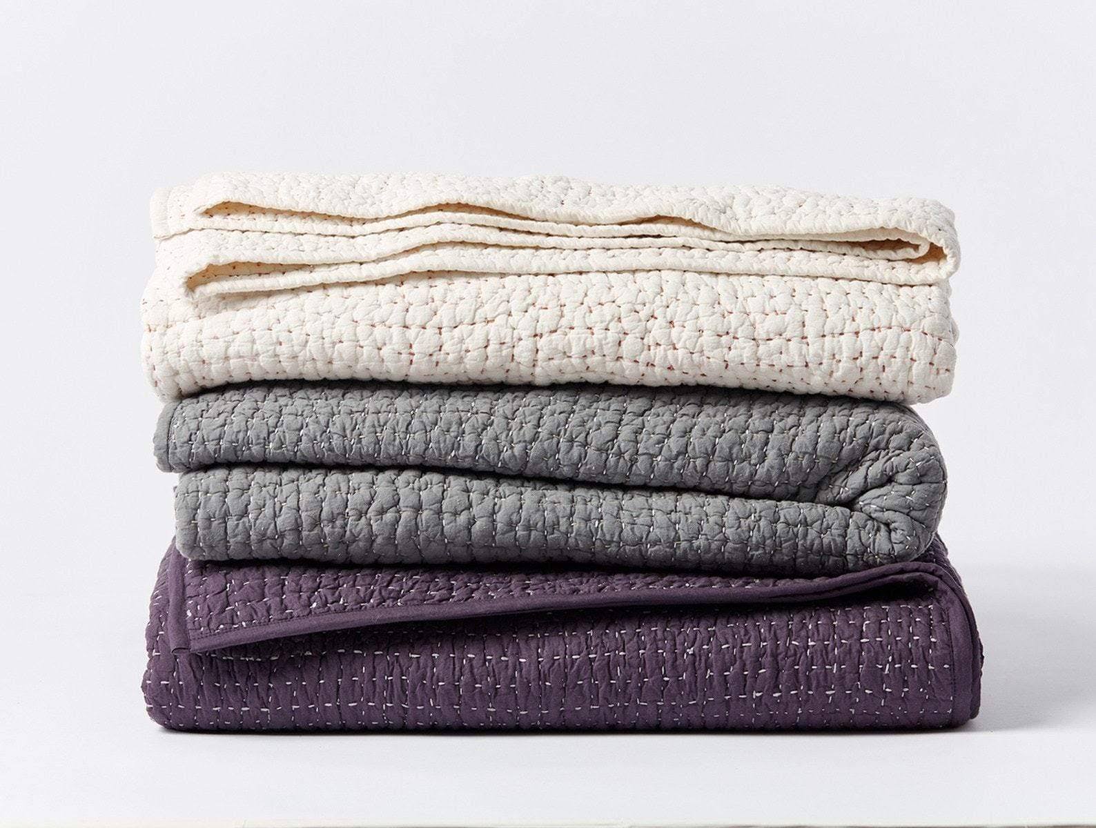 Organic Handstitched Quilt, Slate, Full/Queen Q45356