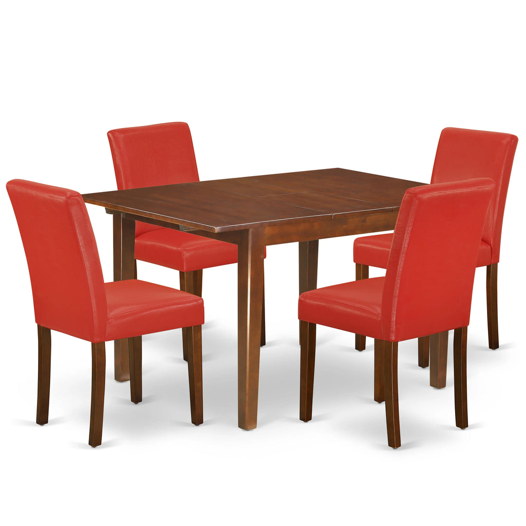 5-piece Wood Dining Set in Mahogany/Firebrick Red I532194