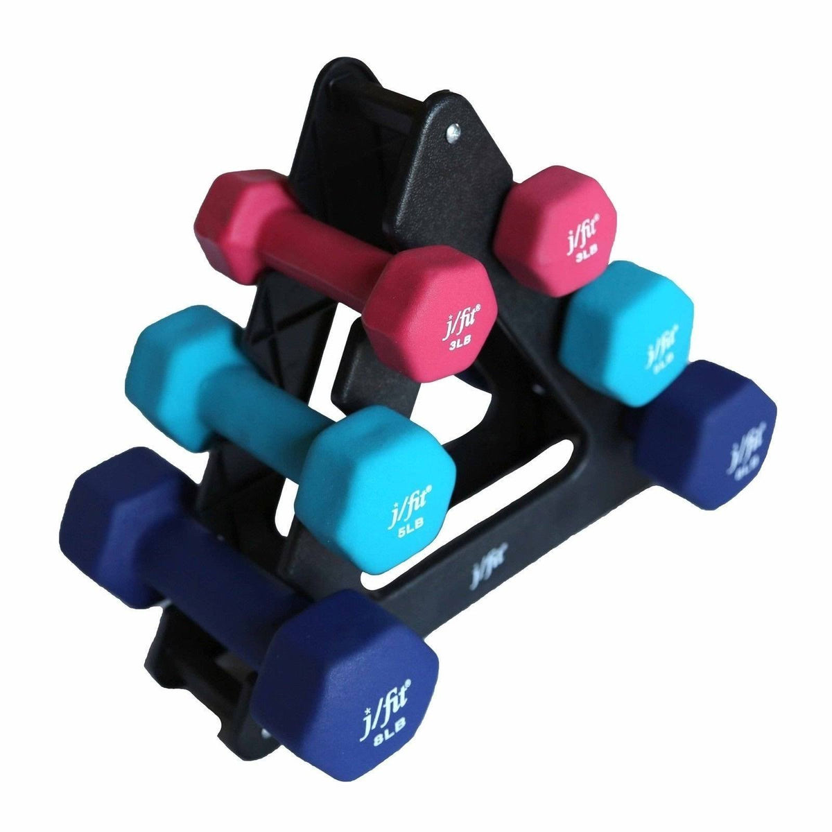 Dumbbell Set with Durable Rack, Double Neoprene Coated D405398